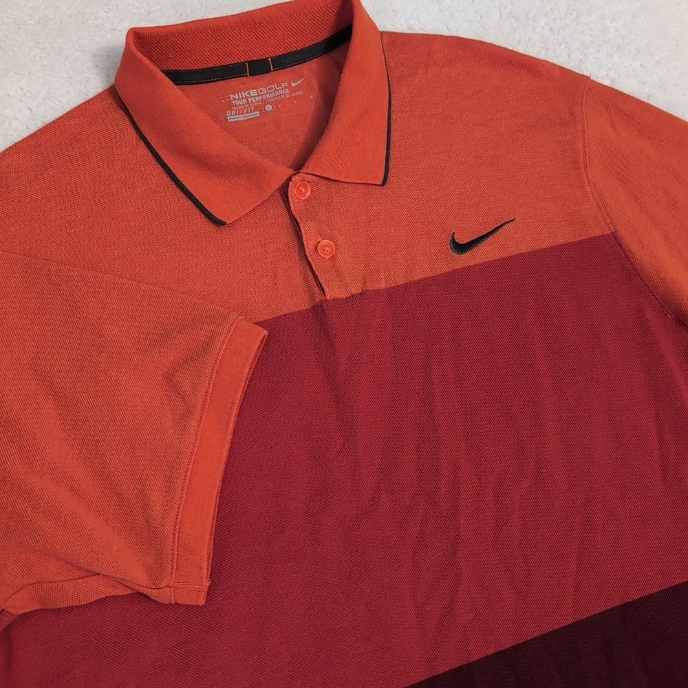 Nike Men's Dri Fit Tour Performance Red Color Block Large Breathable Soft